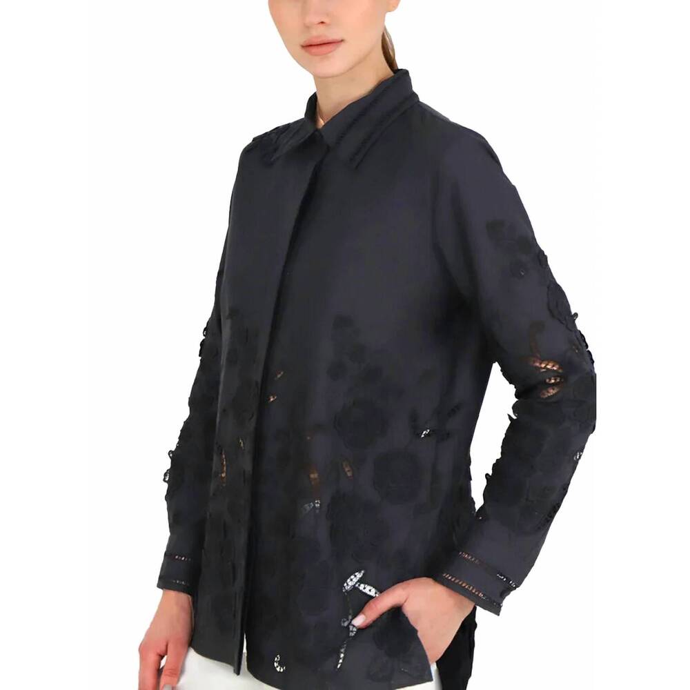 NEW RANI ARABELLA cotton embroidery shirt in black